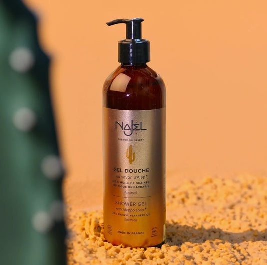 Żel pod prysznic z mydłem z Aleppo do ciała, twarzy i włosów, 20% oleju z nasion opuncji figowej, Cosmos Natural, 500 ml, Najel