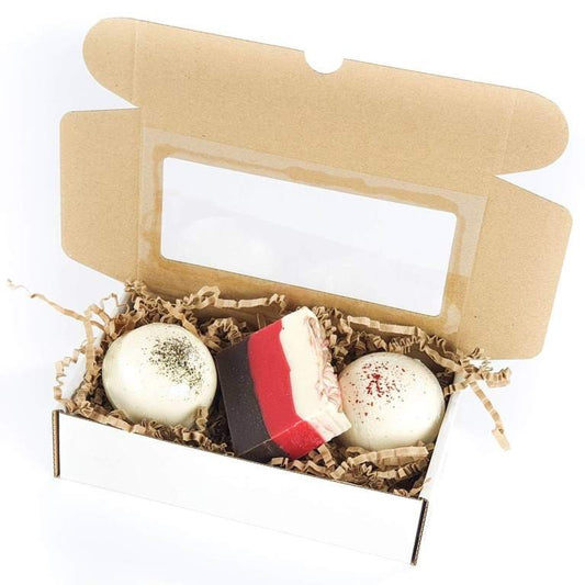 Zestaw prezentowy: Półkula musująca LEMONIADA + Półkula musująca TRUSKAWKA + Mydło KAKAOWE, Miodowa Mydlarnia