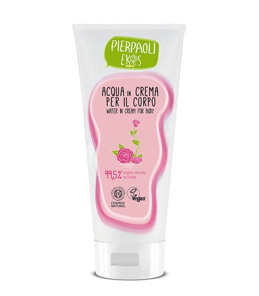 Woda w kremie z organiczną wodą różaną, krem nawilżający do ciała, certyfikowany COSMOS, 200 ml, Pierpaoli Ekos Personal Care