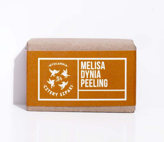 Mydło peelingujące, mydło na trądzik – Melisa i Dynia, 110 g, Cztery Szpaki