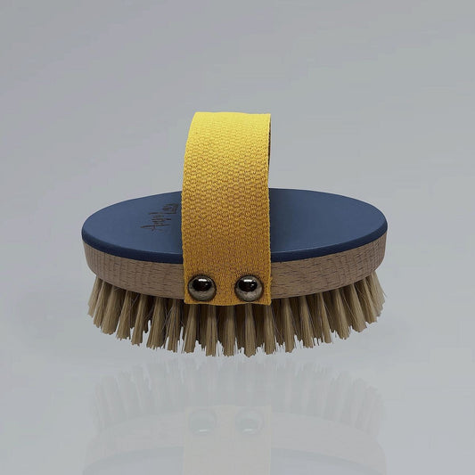 Naturalna szczotka do masażu ciała na sucho, miękka, niebieska, szczecina i drewno bukowe, DC3KM, AnMar Brush