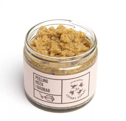 Peeling do ciała - scrub do ciała, Róża i Baobab, 250 ml, Cztery Szpaki