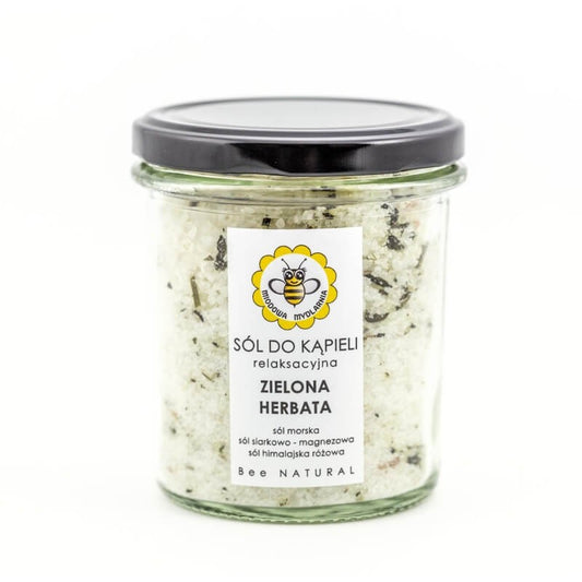 Sól do kąpieli Zielona herbata, relaksacyjna, 350 g, Miodowa Mydlarnia