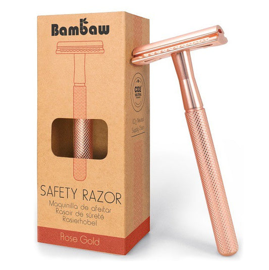 Wielorazowa maszynka do golenia na żyletki, Złoty róż, Bambaw